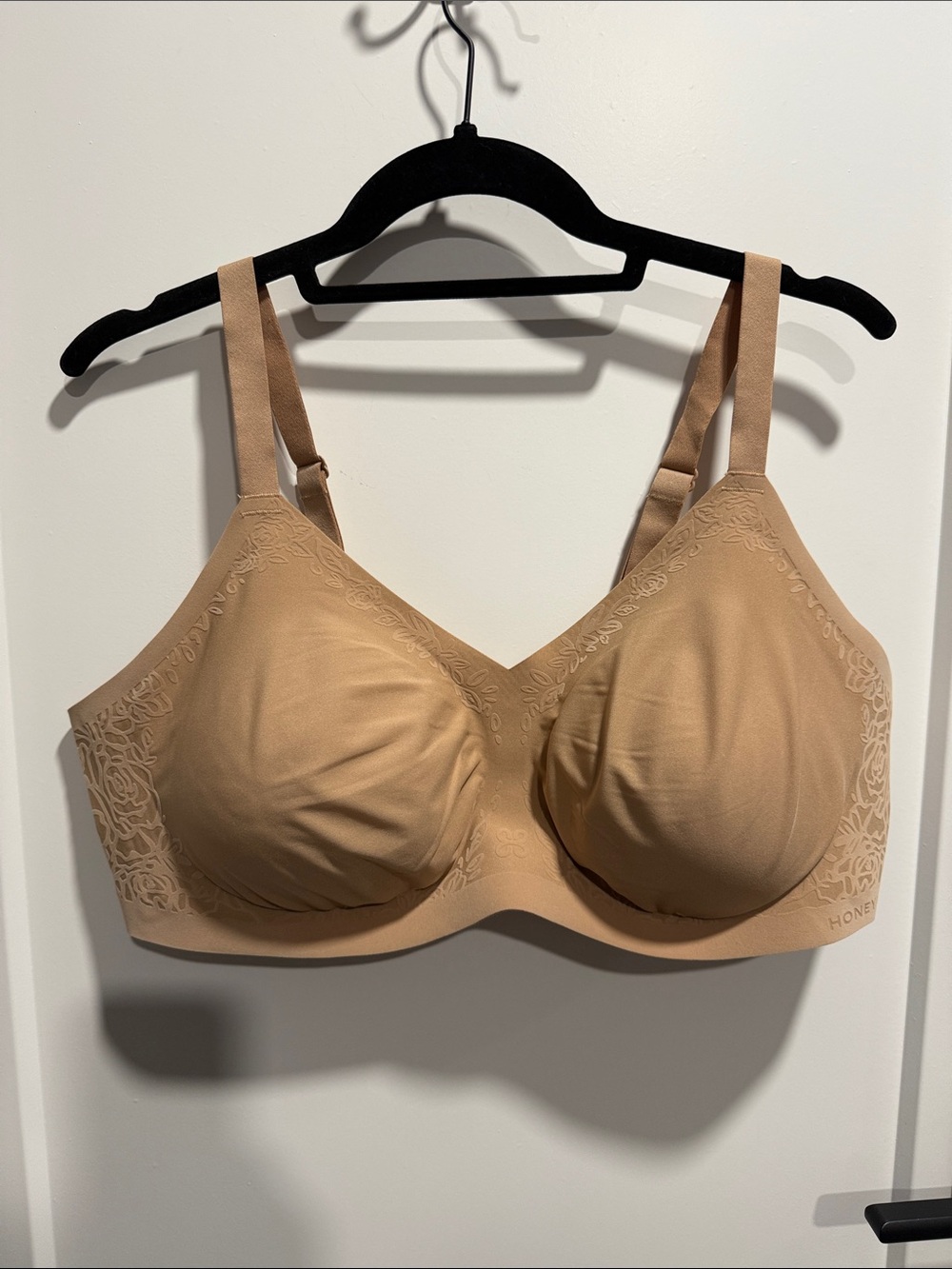 Honeylove Beige Wireless Silhouette Roses Comfort Bra Sz 1X NWOT